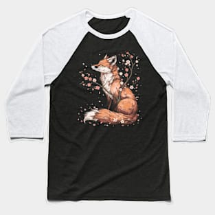 Fox And Flowers Symphony Baseball T-Shirt